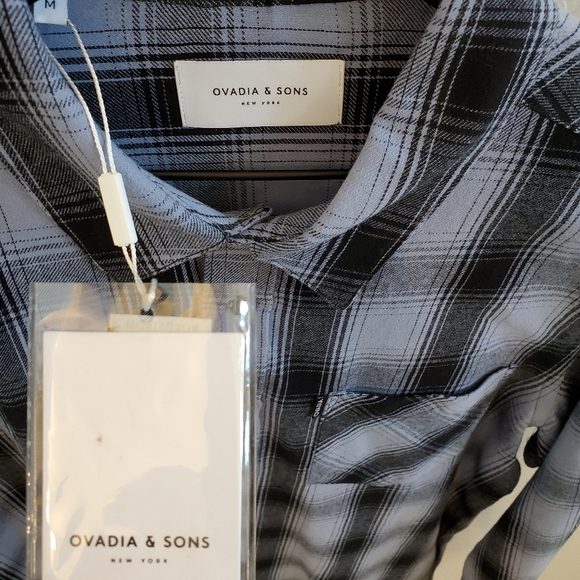 NWT Ovadia & Sons Max Plaid Shirt Blue/Black - Picture 3 of 7